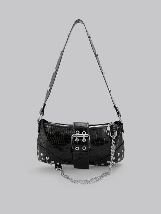 MODA ME COUTURE Handbags - Black Women's Rivet Chain shoulder Handbag